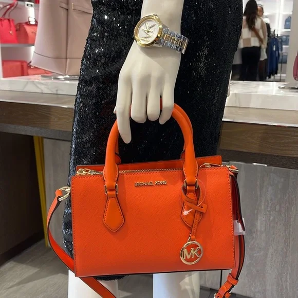 MICHAEL KORSSheila Small Faux Saffiano Leather SatchelPoppy NWT